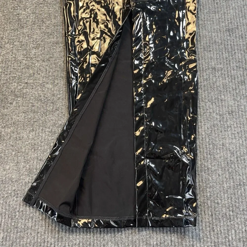 SKIMS Size XXS Patent Faux Leather Swim Skirt Black Onyx CU-SKT-3656 2XS NEW